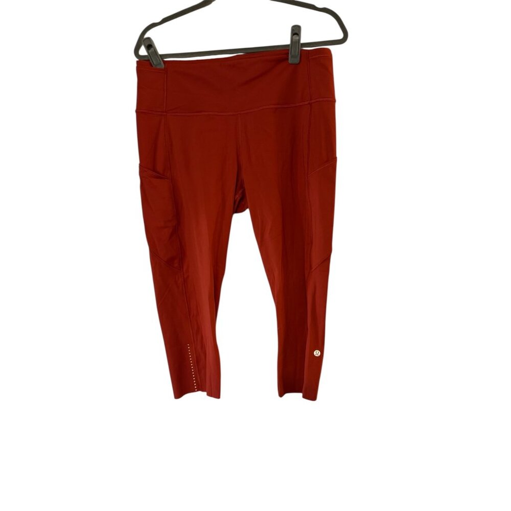 Lululemon Fast & Free Coral Orange Crop Sz 14 Womens